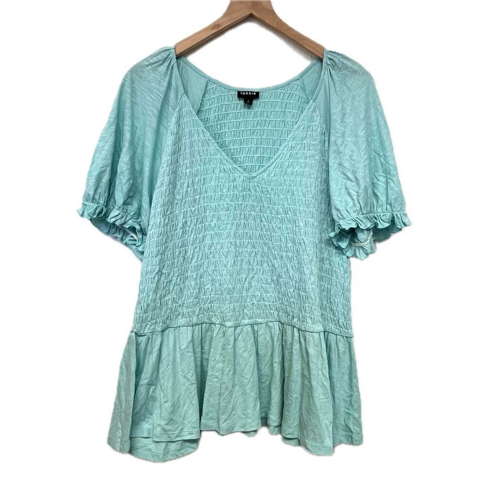 Torrid Light Blue Ruched Top - Size 2X